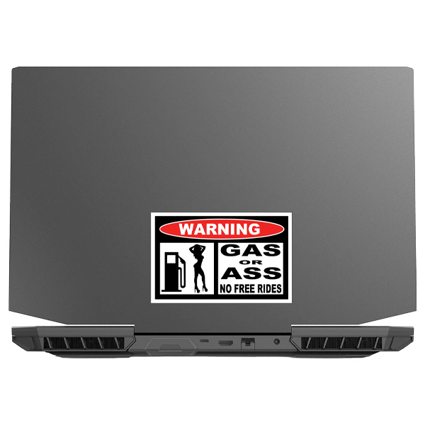 Adesivo In Vinile 'Warning Gas Or Ass' XL (21x8 Cm) - Stile JDM OEM - Bianco - Prodotto In Germania - 4